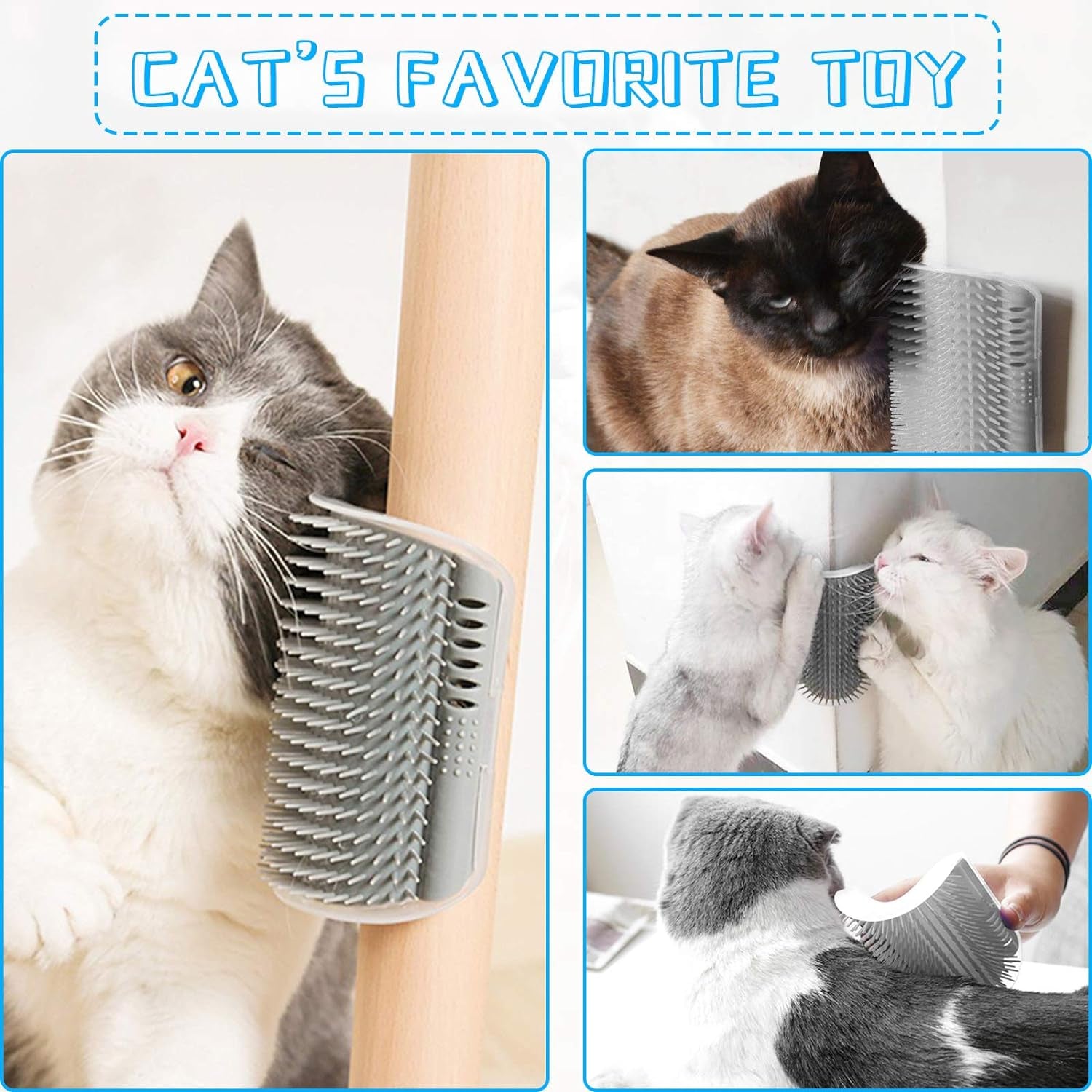 2-Pack Corner Cat Grooming Combs with Massage Features for Short and Long Fur - Face Scratcher and Gentle Massager for Kittens and Puppies