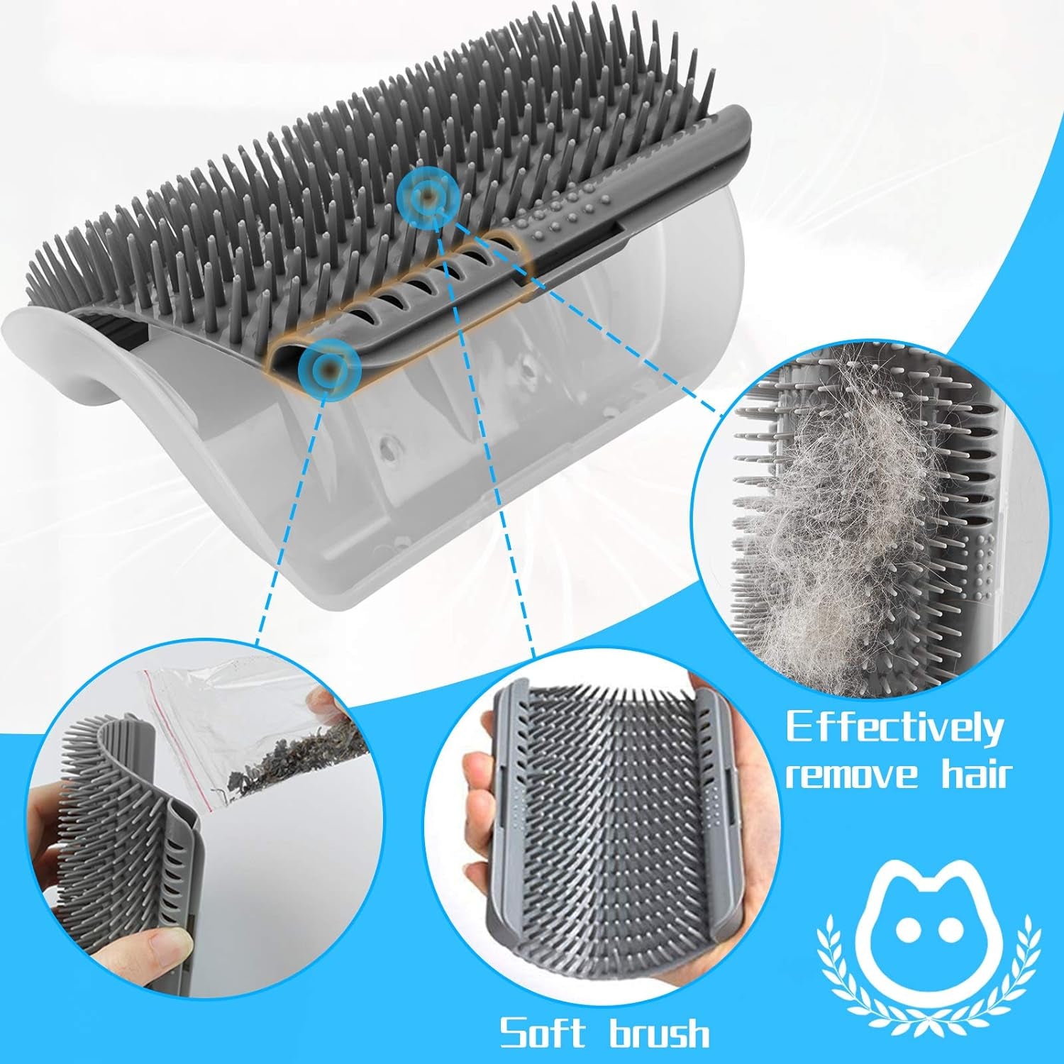 2-Pack Corner Cat Grooming Combs with Massage Features for Short and Long Fur - Face Scratcher and Gentle Massager for Kittens and Puppies